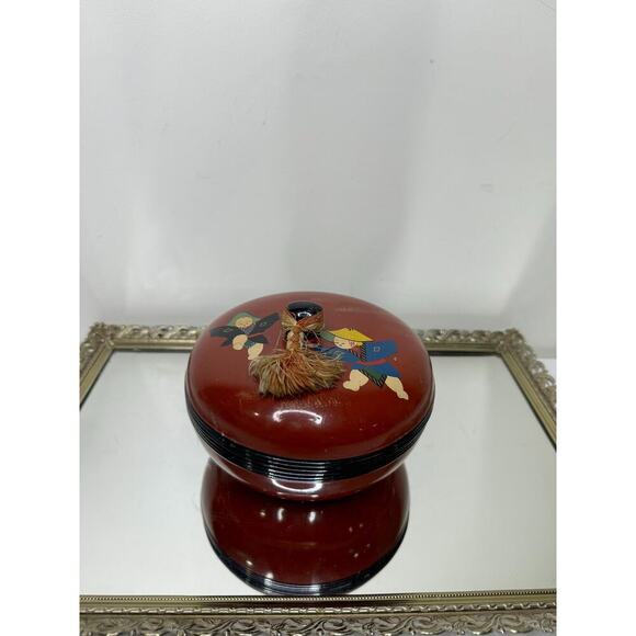Vintage NYK Shipping Line Japanese Lacquer Powder Bowl, Trinket Box - Picture 4 of 8
